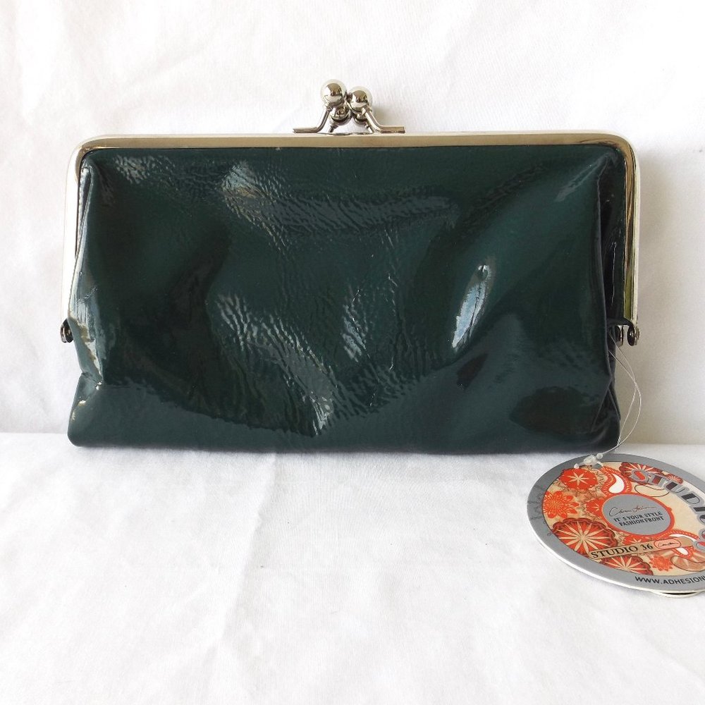 Studio 36 Green Patent Leather Clutch Wallet, NWTS